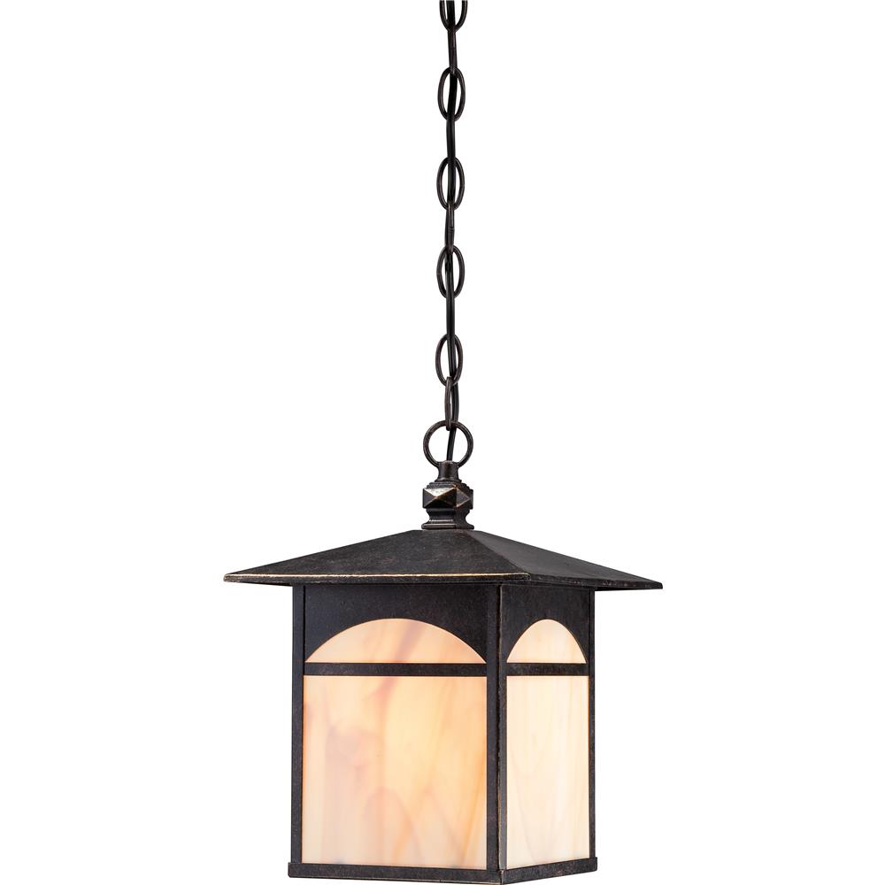 Nuvo Lighting 60/5654  Canyon 1 Light Outdoor Hanging Fixture with Honey Stained Glass in Umber Bronze Finish